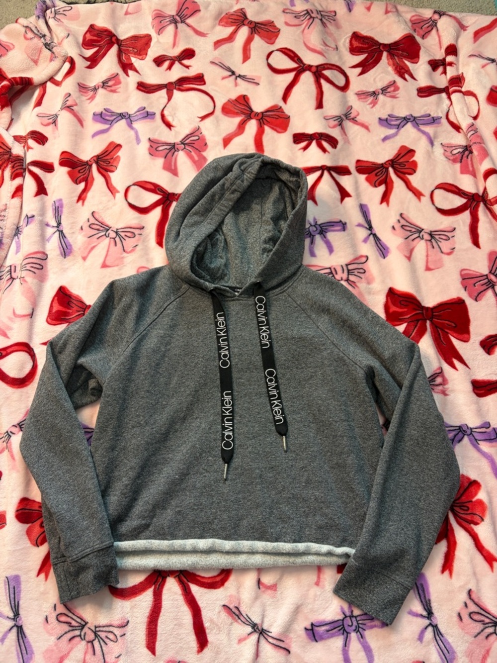 Calvin Klein Heather Gray Logo-Trim Hoodie